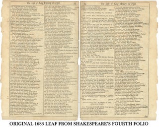 Item #311056 King Henry Fifth Original Leaf from Fourth Folio, 1685. William Shakespeare